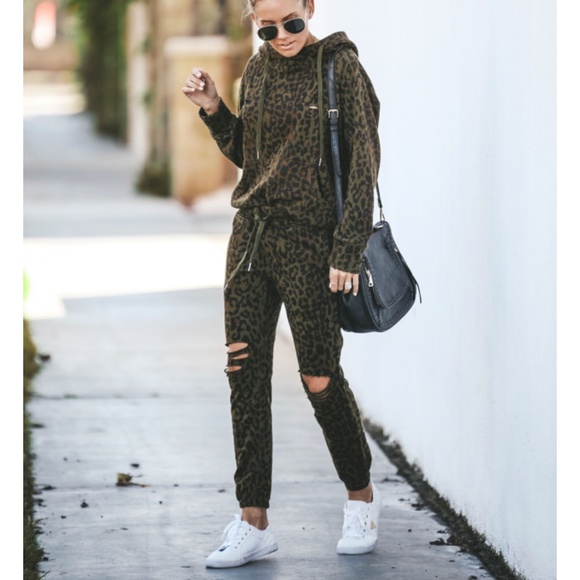 MARIAM Leopard Print Distressed Joggers - Picture 4 of 8